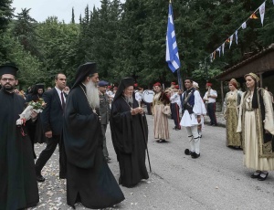 Υποδοχή του Οικουμενικού Πατριάρχη στην Ιερά Μονή Αγάθωνος